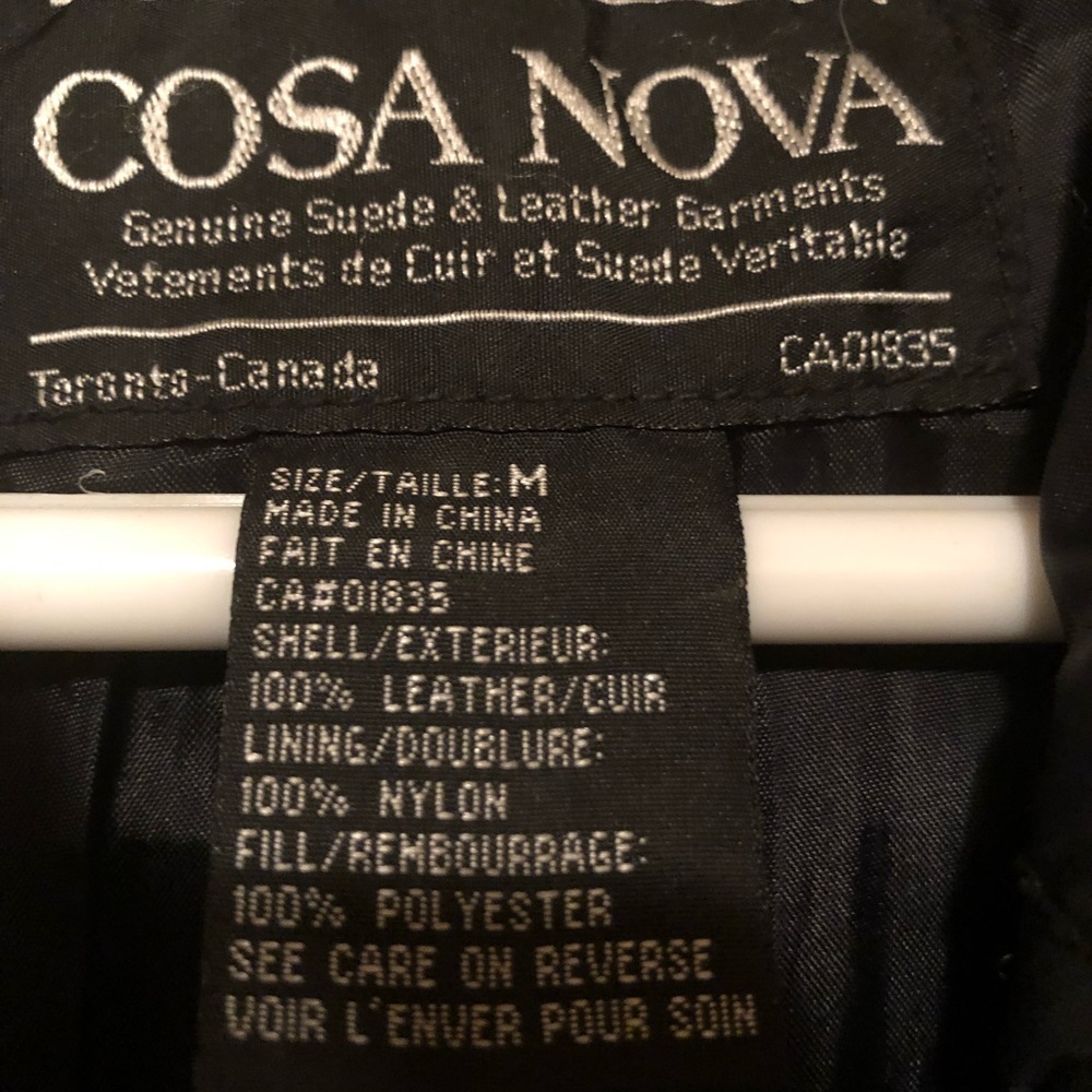 Cosa Nova Black Leather Hooded Duffle Coat Medium - Picture 3 of 13